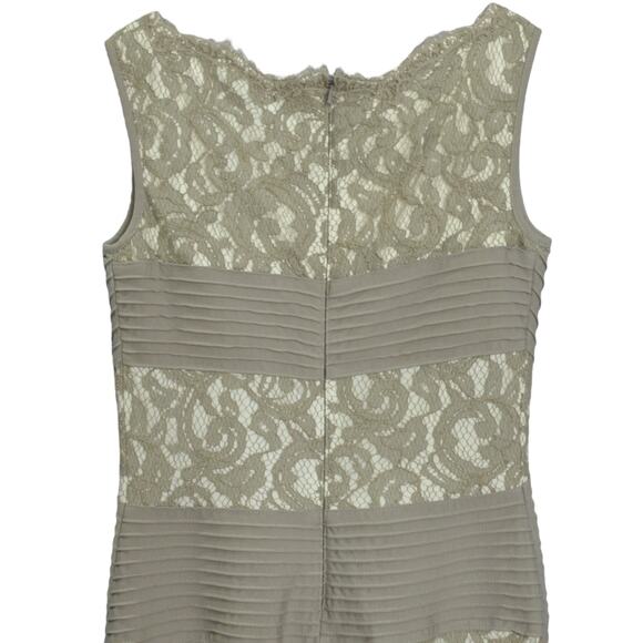 Tadashi Shoji Size 2 Pintuck Jersey Lace Bandage Dress Gray Cocktail Eveningwear - Picture 6 of 12